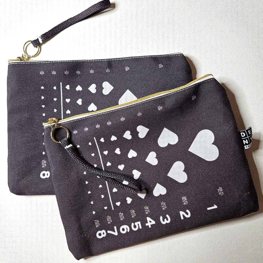 2 Love Eye Test Fabric Zippered Pouches by Deny Design New!